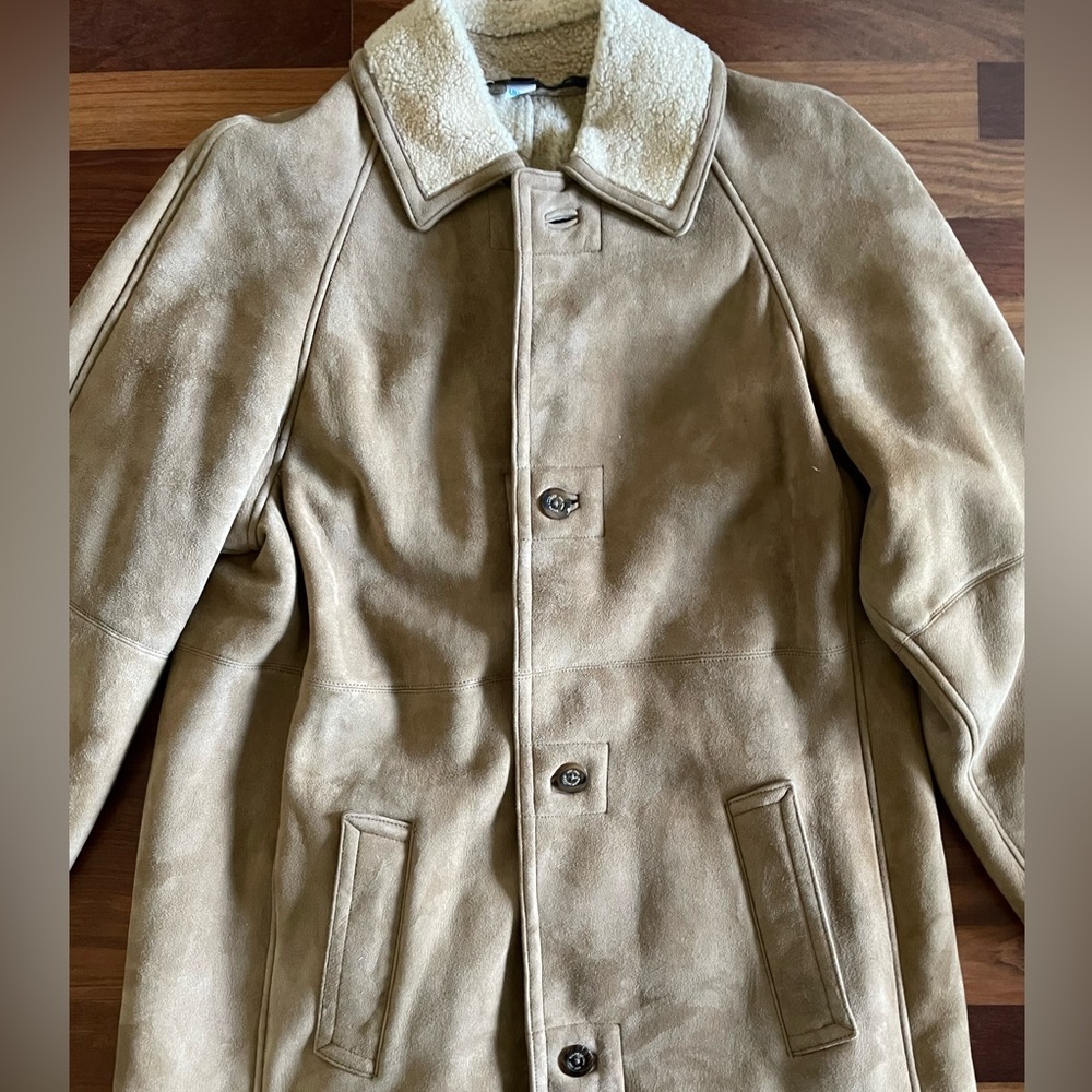 Ralph Lauren black label genuine long shearling coat M - Picture 2 of 10
